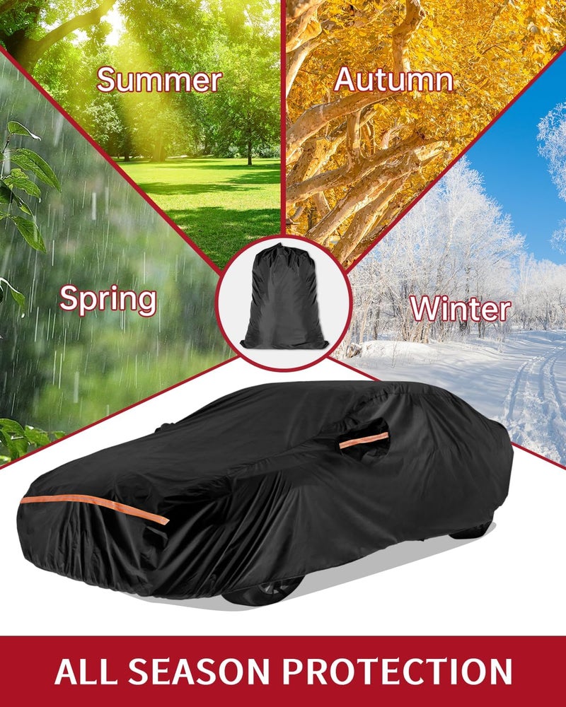 INSAUTO Car Cover for Mazda MX-5 Miata 1989-2025 | Heavy Duty Outdoor Full Exterior Cover | Sun, Rain, UV, Dust, and Snow Protection with Door Zipper (Black) - Image 5